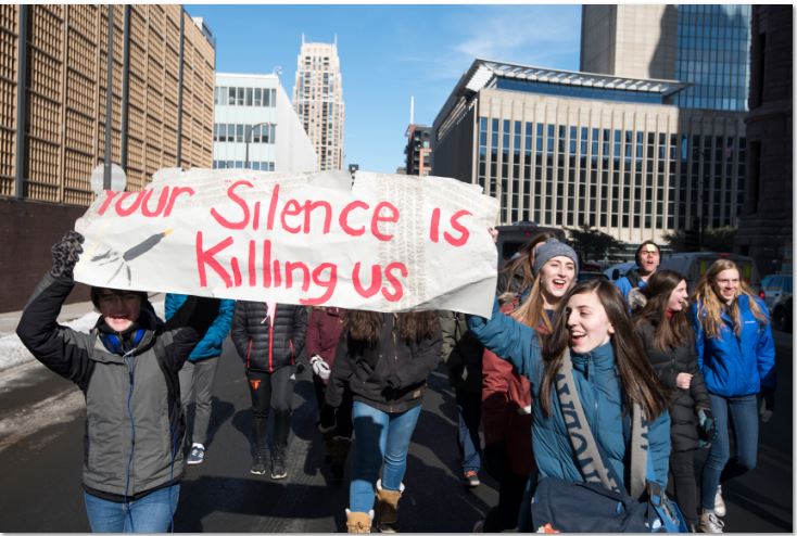 Students protest governments inaction to gun control.