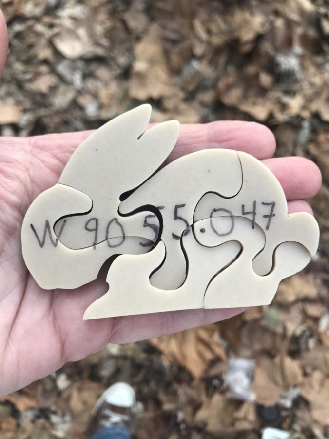 This is an example of a puzzle found on a Geocaching Route.