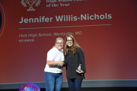 Science teacher, Mrs. Jennifer Nichols receives a national award in Long Beach, California. 