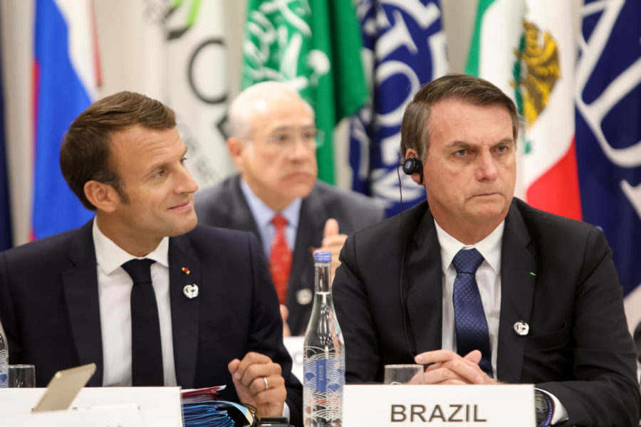 French President Emmanuel Macron (left) and Brazil President Jair Bolonsaro (right) at the G20 summit. 