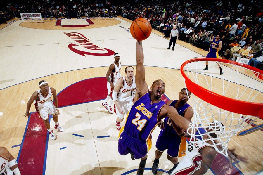 Kobe Bryant goes up for a dunk against the Cleveland Cavaliers on Feb. 11, 2007