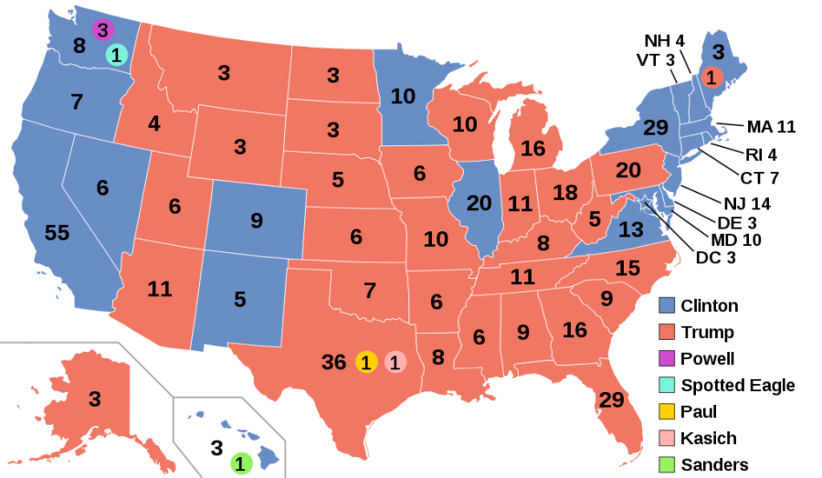 The Electoral College Map in the 2016 election
